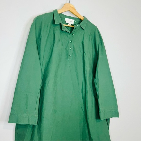 Tuckernuck Pomander Place Polly Shirt Dress 3X Green Mini Length High Low Hem - Picture 6 of 9